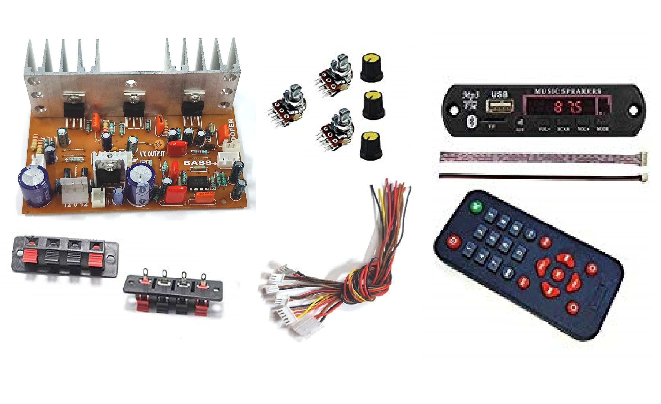 MEKtronics 2.1 Amplifier Board kit Home Theater Board Amplifier Circuit  with Bass Boost and Treble Support TDA2030 Based with Bluetooth FM USB Aux  Card MP3 Stereo Audio Player DIY Kit : Amazon.in: